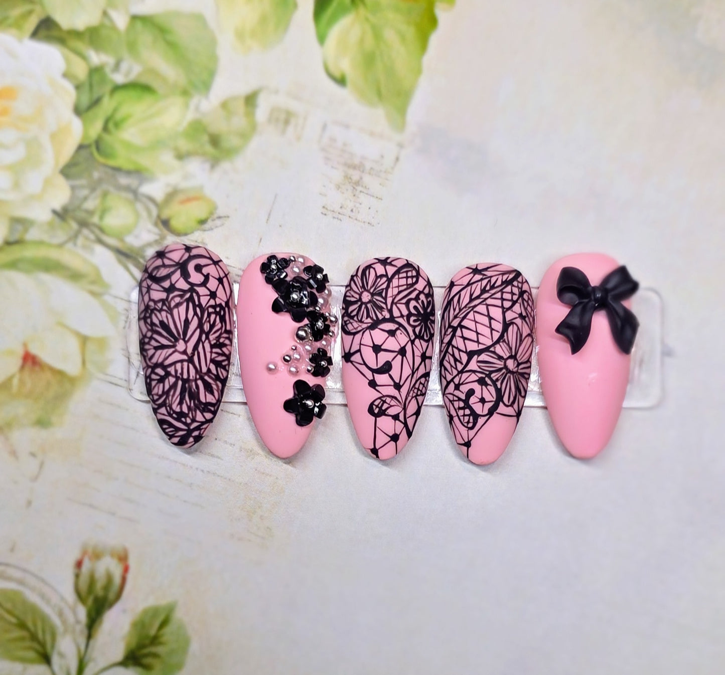Chic pink and black lace