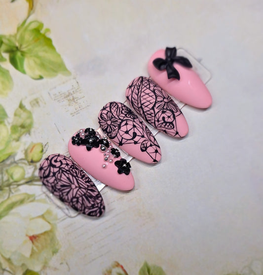 Chic pink and black lace